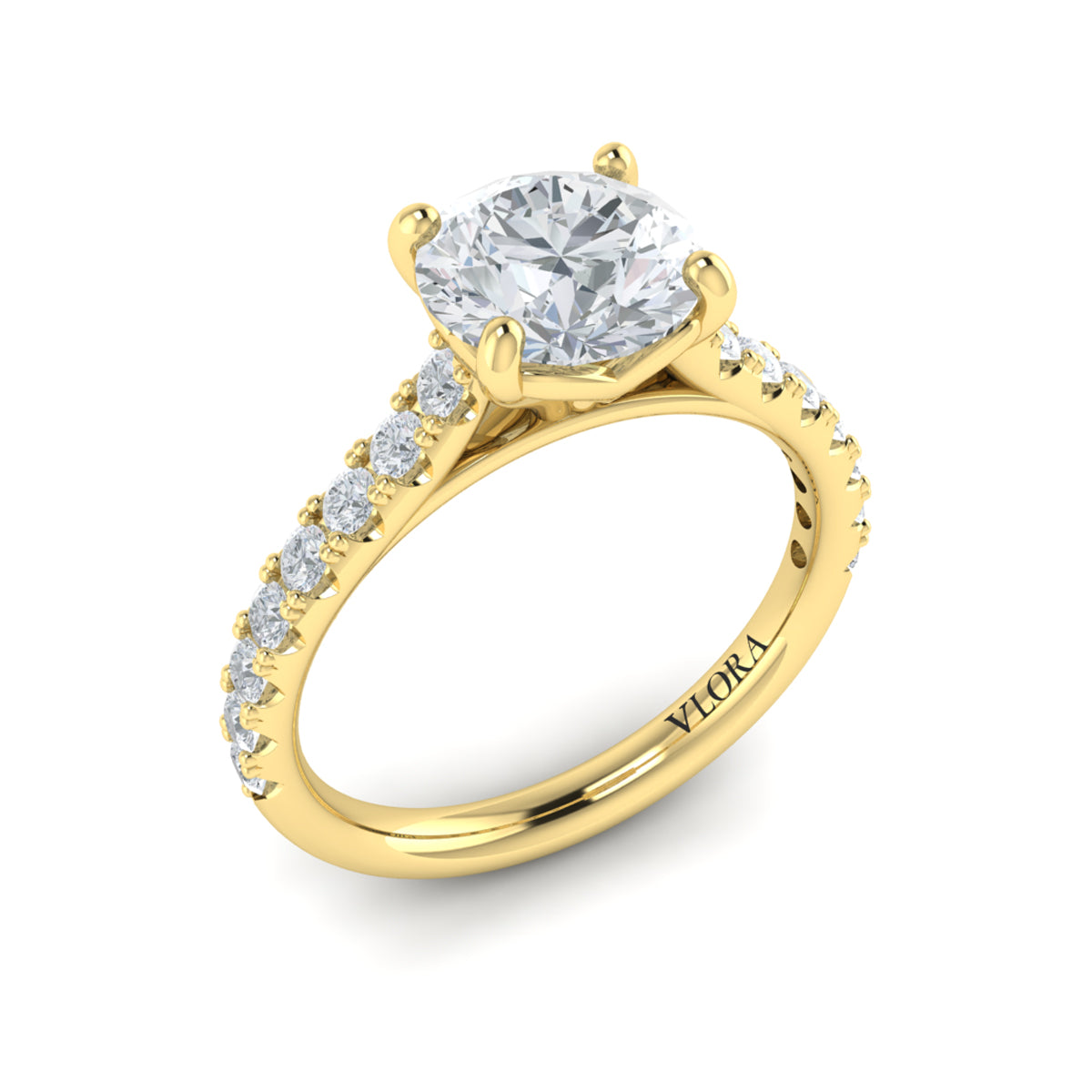 Vlora Yellow Gold Diamond Cathedral Engagement Ring Mounting