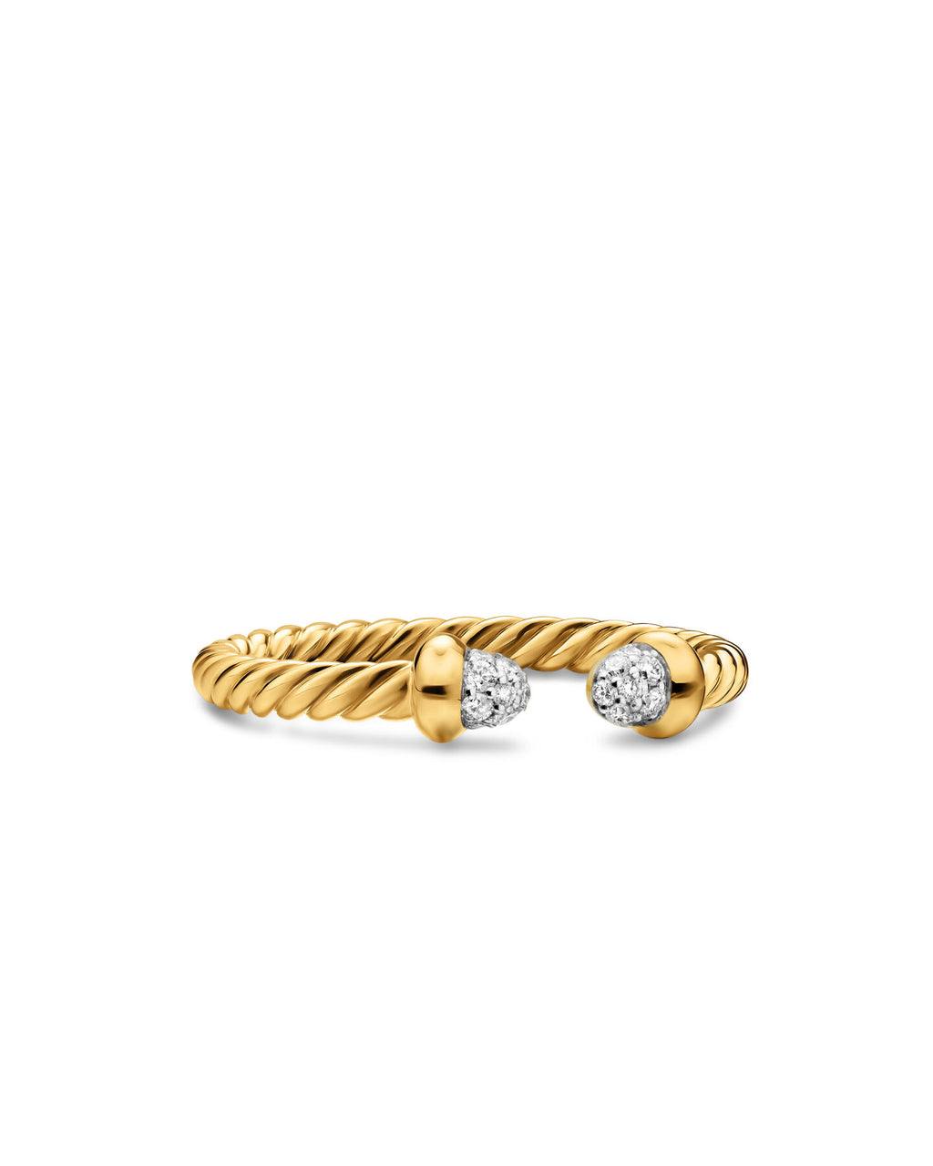 David Yurman Yellow Gold Micro Cablespiria Flex Open Pave Ring