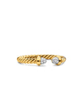 David Yurman Yellow Gold Micro Cablespiria Flex Open Pave Ring