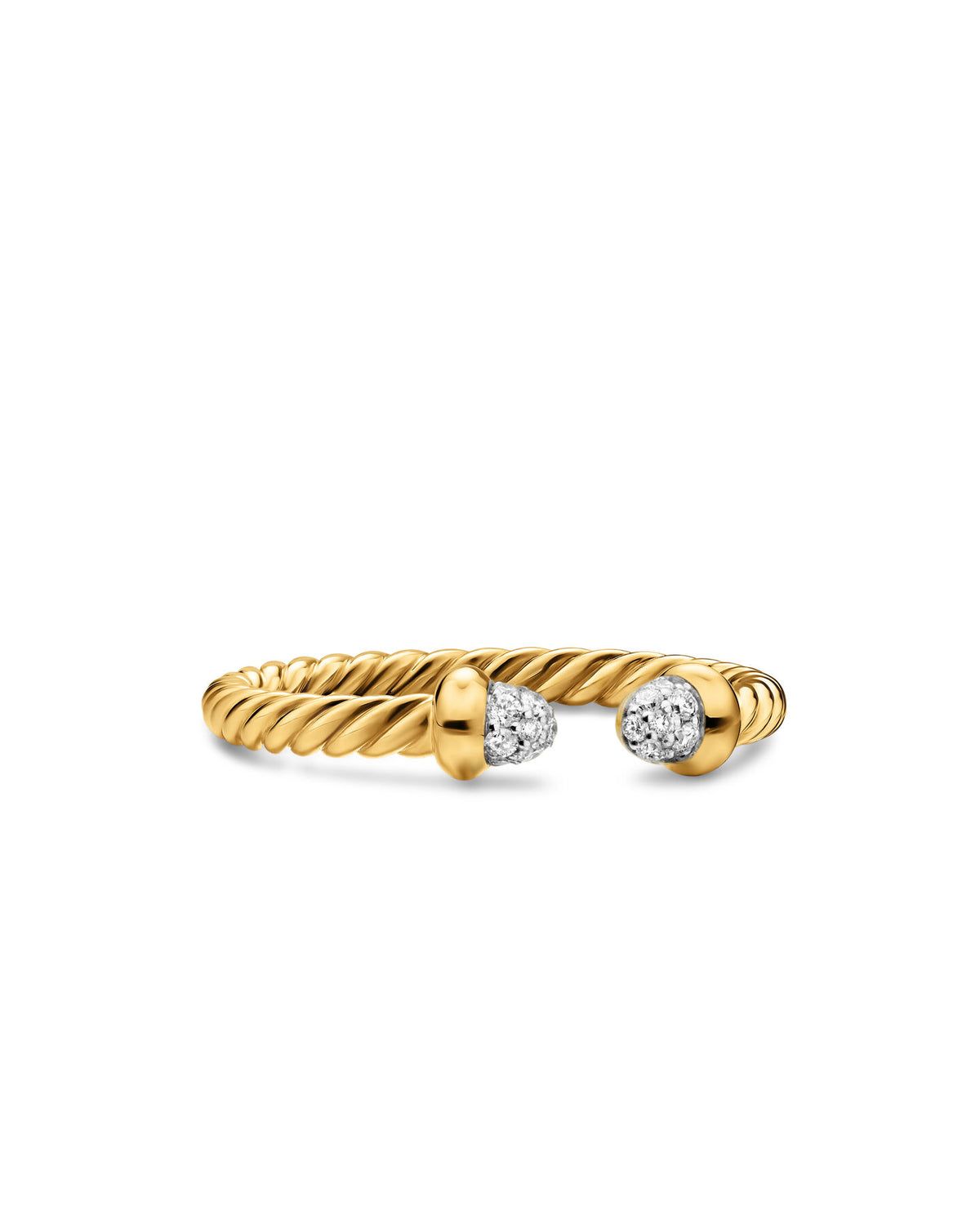 David Yurman Yellow Gold Micro Cablespiria Flex Open Pave Ring