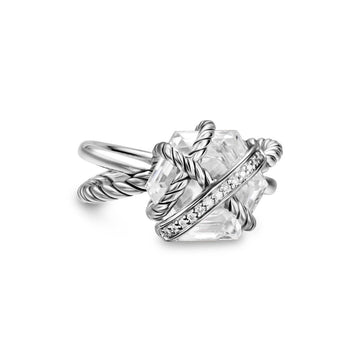 Sterling Silver Cable Wrap Crystal Ring - David Yurman