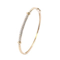 Yellow Gold Twist and Diamond Pave Bar Bangle Bracelet