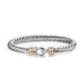 David Yurman Sterling Silver and Yellow Gold Cable Flex Buckle Bracelet