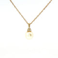 Estate Yellow Gold Pearl and Diamond Necklace