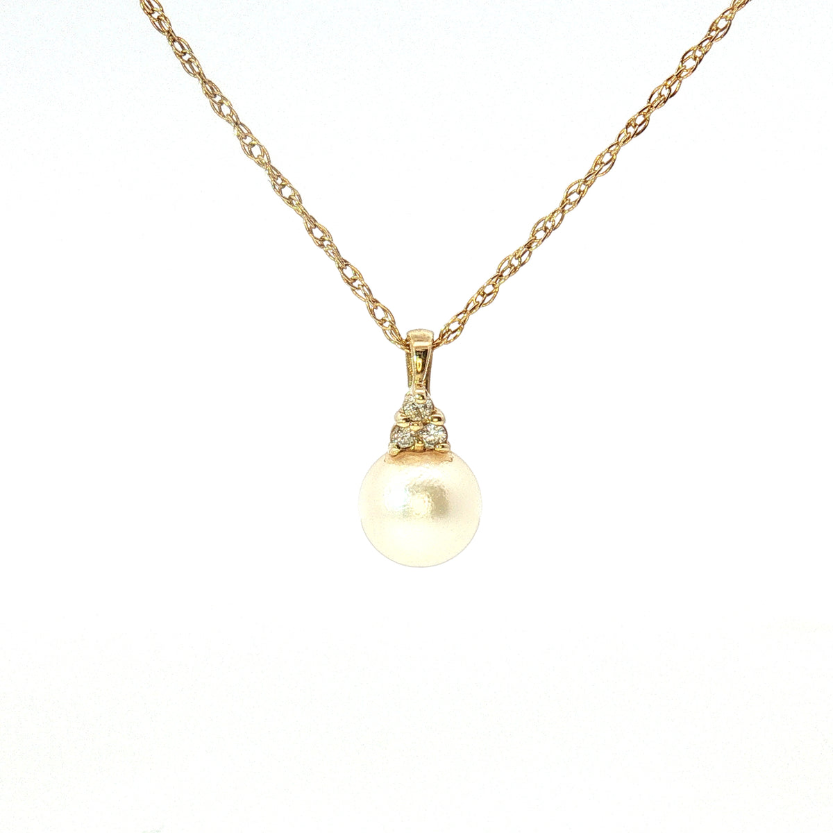 Estate Yellow Gold Pearl and Diamond Necklace
