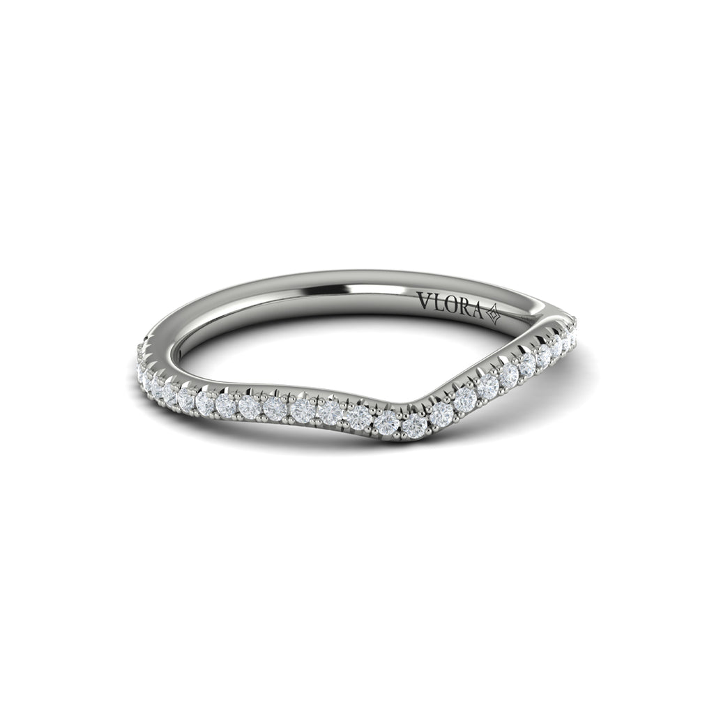 Vlora White Gold V Contour Diamond Wedding Band