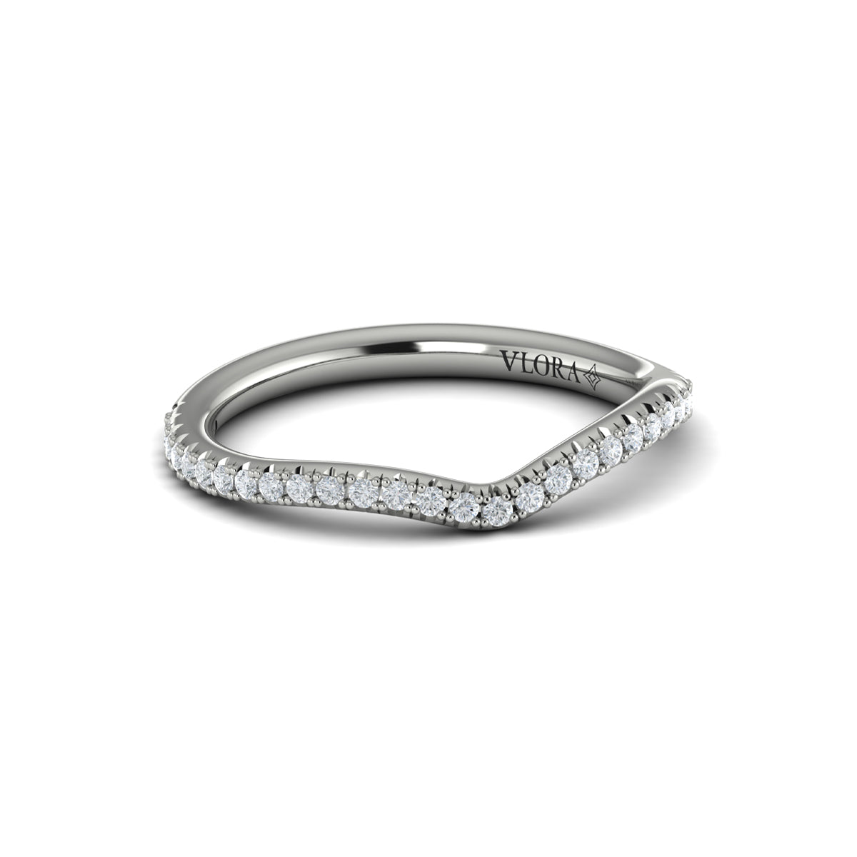 Vlora White Gold V Contour Diamond Wedding Band