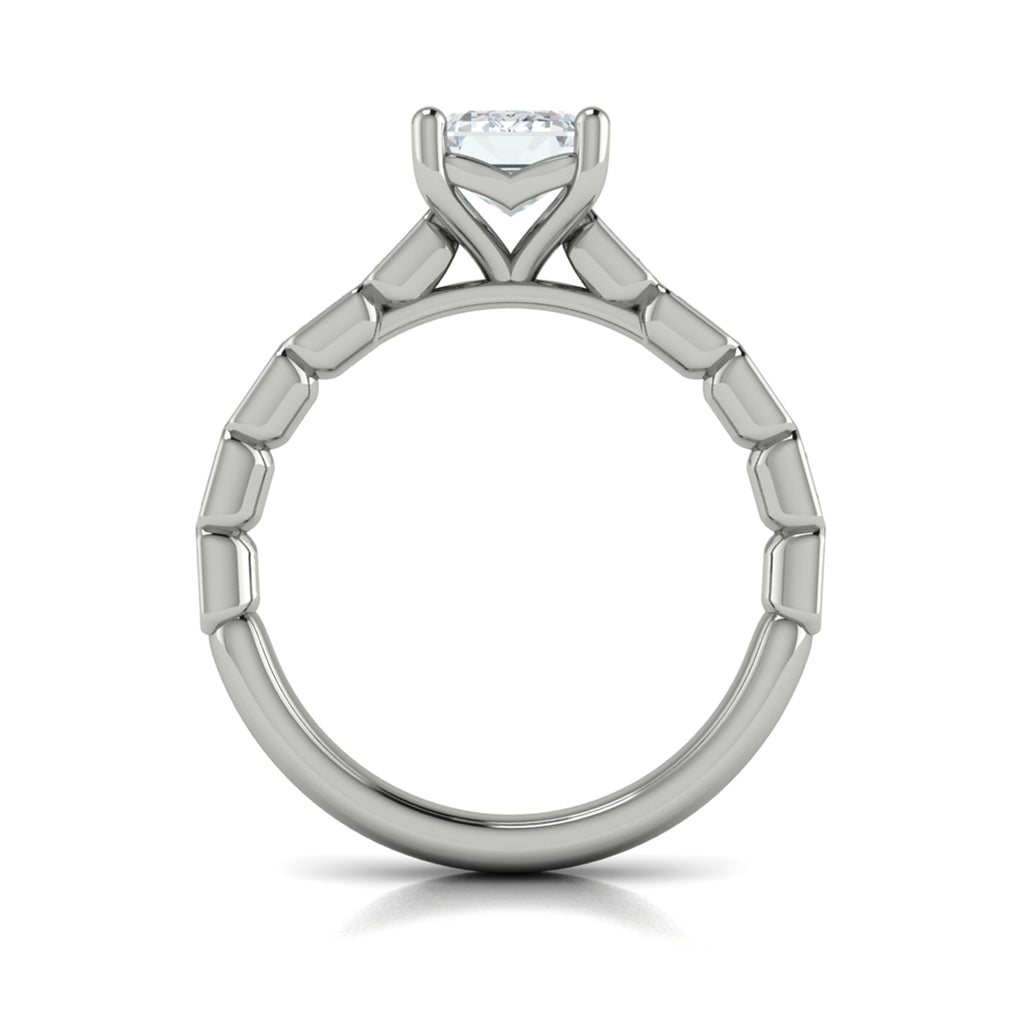 Vlora White Gold Bezel Emerald Diamond Engagement Ring Mounting