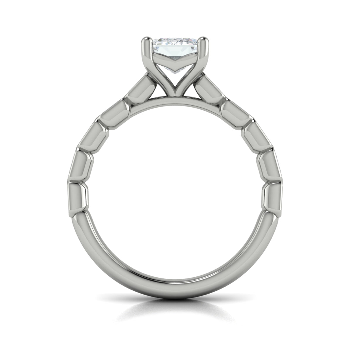 Vlora White Gold Bezel Emerald Diamond Engagement Ring Mounting