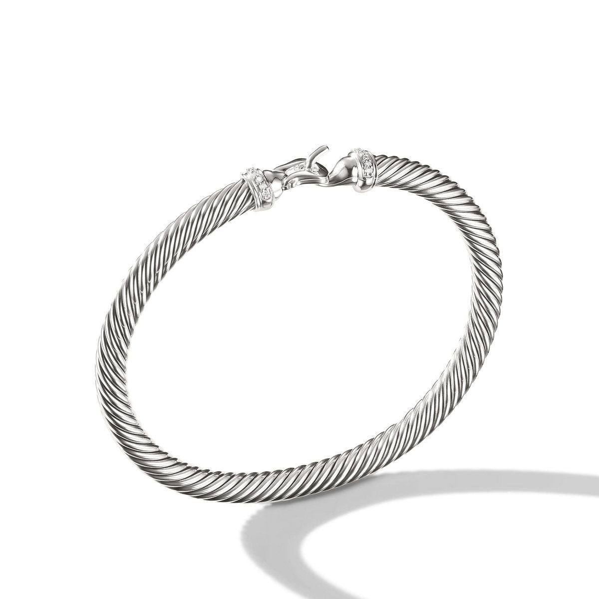 David Yurman Sterling Silver Classic Cable Diamond Buckle Bracelet