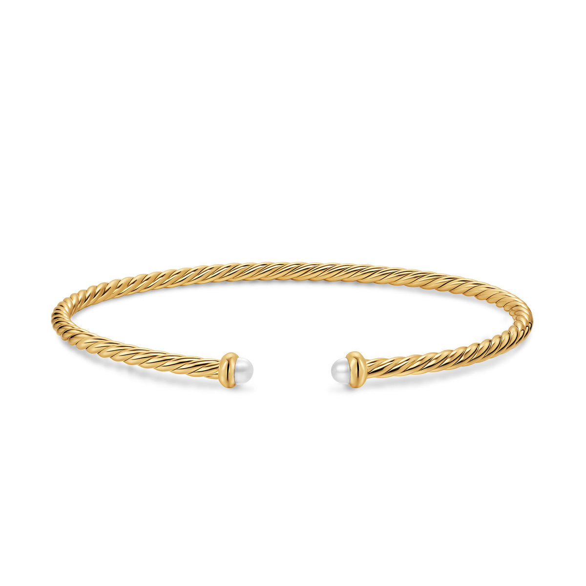 David Yurman Yellow Gold 2.6 mm Cablespira Flex Pearl Bracelet