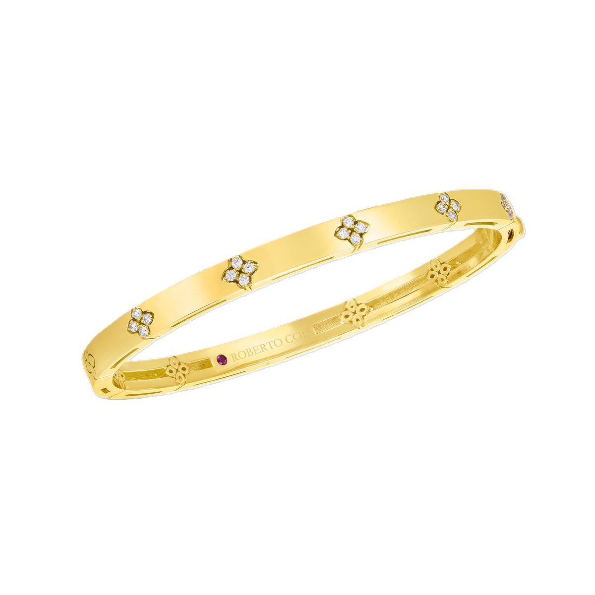Roberto Coin Yellow Gold Diamond Love In Verona Bangle Bracelet