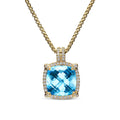 David Yurman Yellow Gold Chatelaine Pave Bezel Blue Topaz Necklace