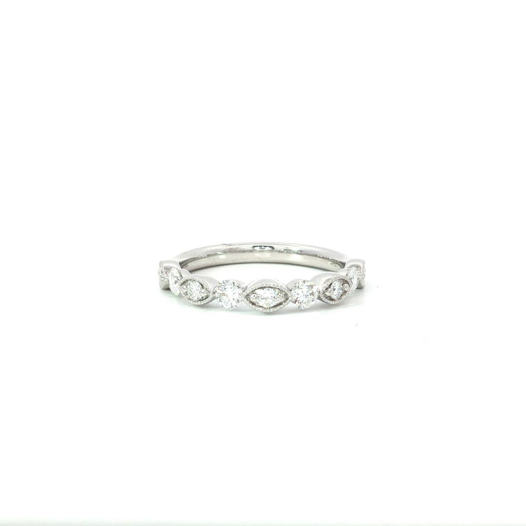 White Gold Diamond Milgrain Wedding Band