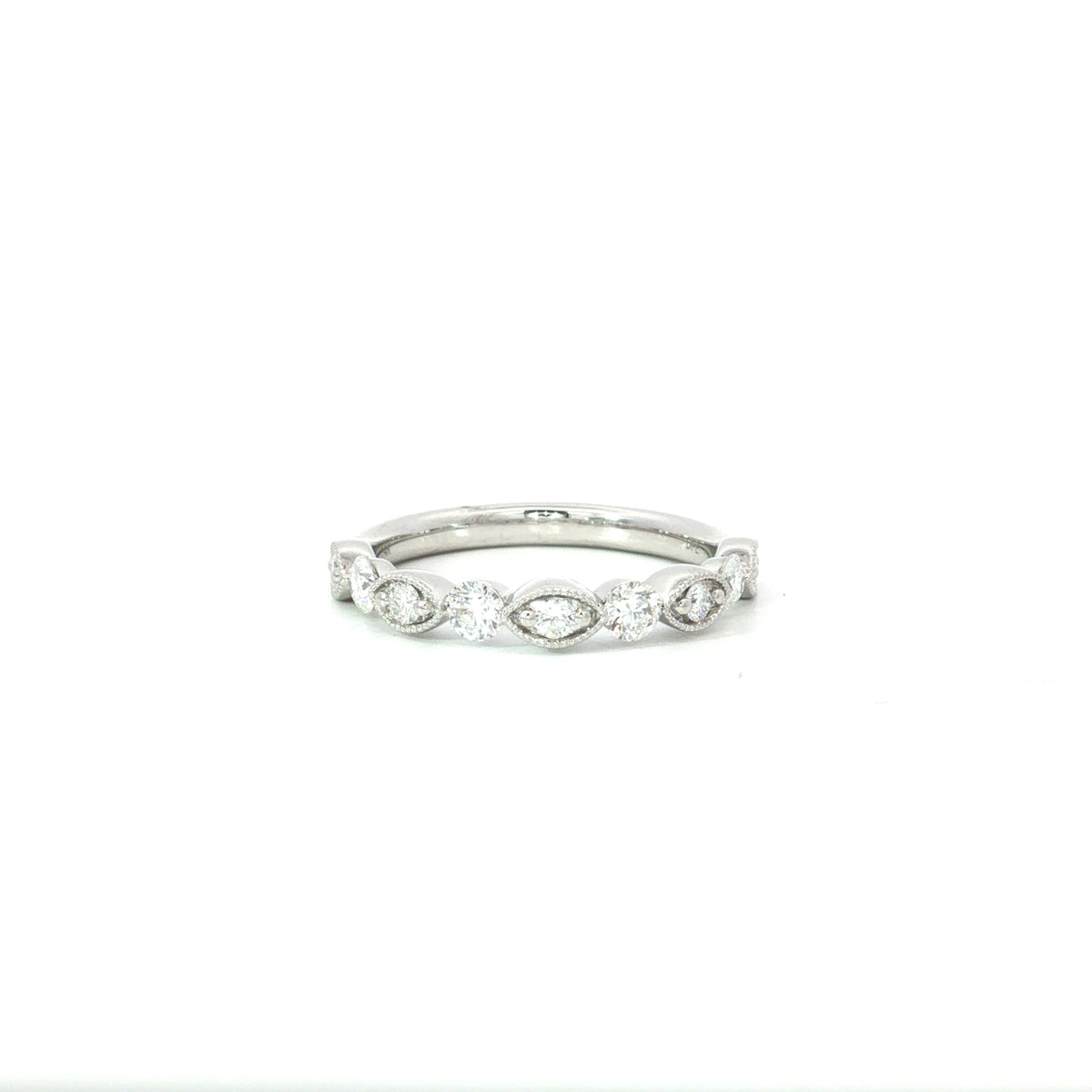 White Gold Diamond Milgrain Wedding Band