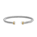 David Yurman Sterling Silver and Yellow Gold Classic Cable Pearl Bracelet