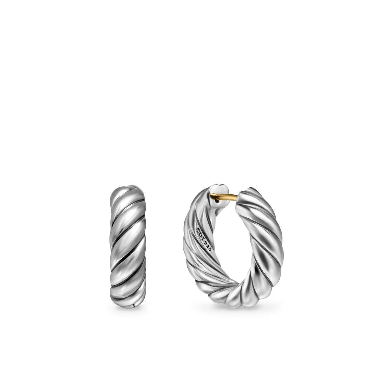 David Yurman Sterling Silver Sculpted Cable 3/4 Inch Hoop Earrings