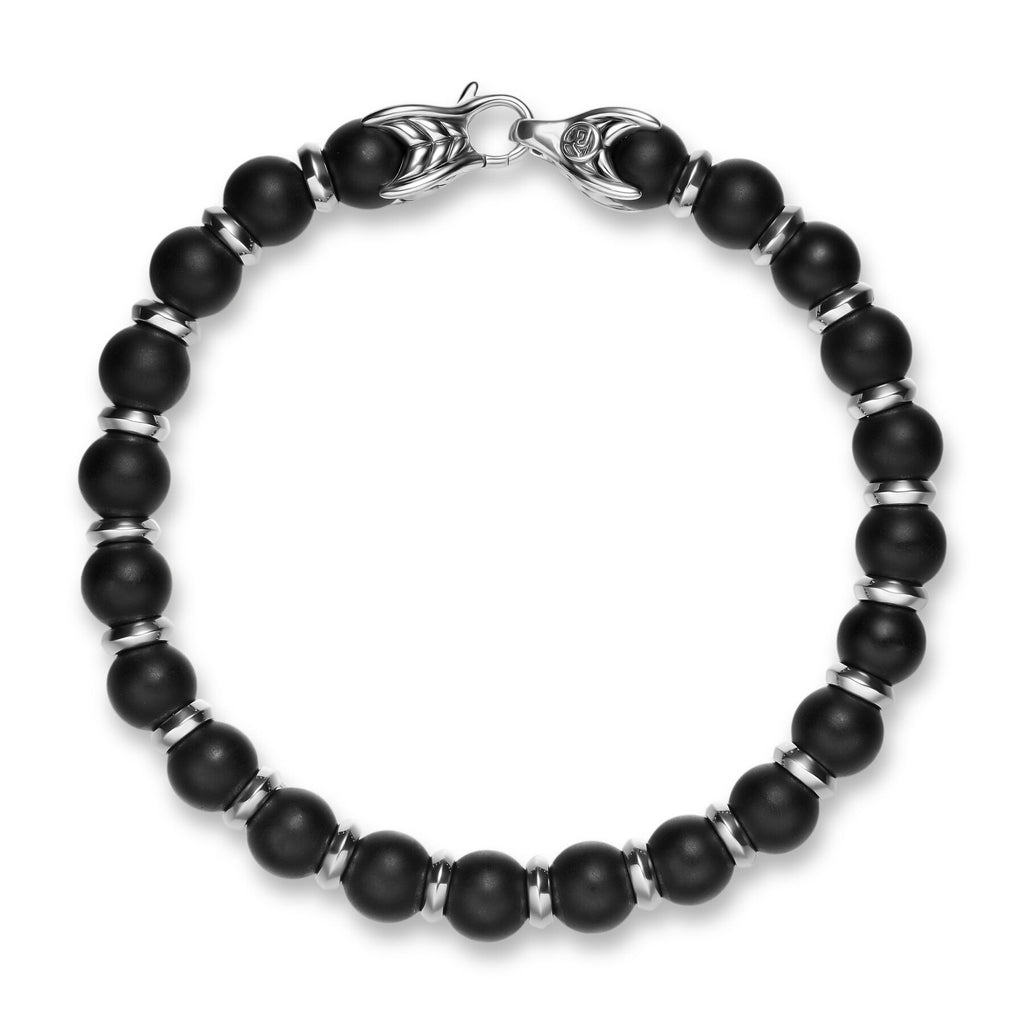 David Yurman Sterling Silver Spritual Bead Black Onyx Bracelet