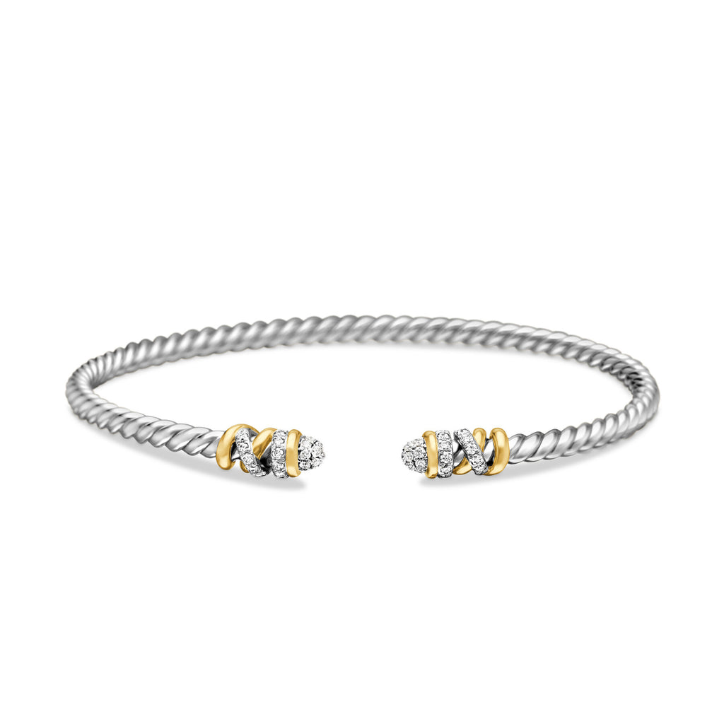 David Yurman Silver and Yellow Gold Petite Helena Cablespira Bracelet