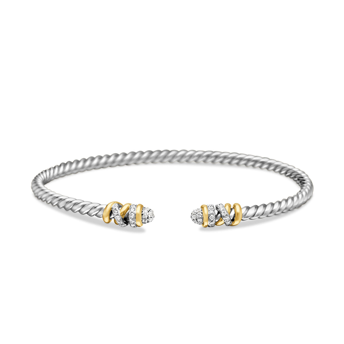 David Yurman Silver and Yellow Gold Petite Helena Cablespira Bracelet