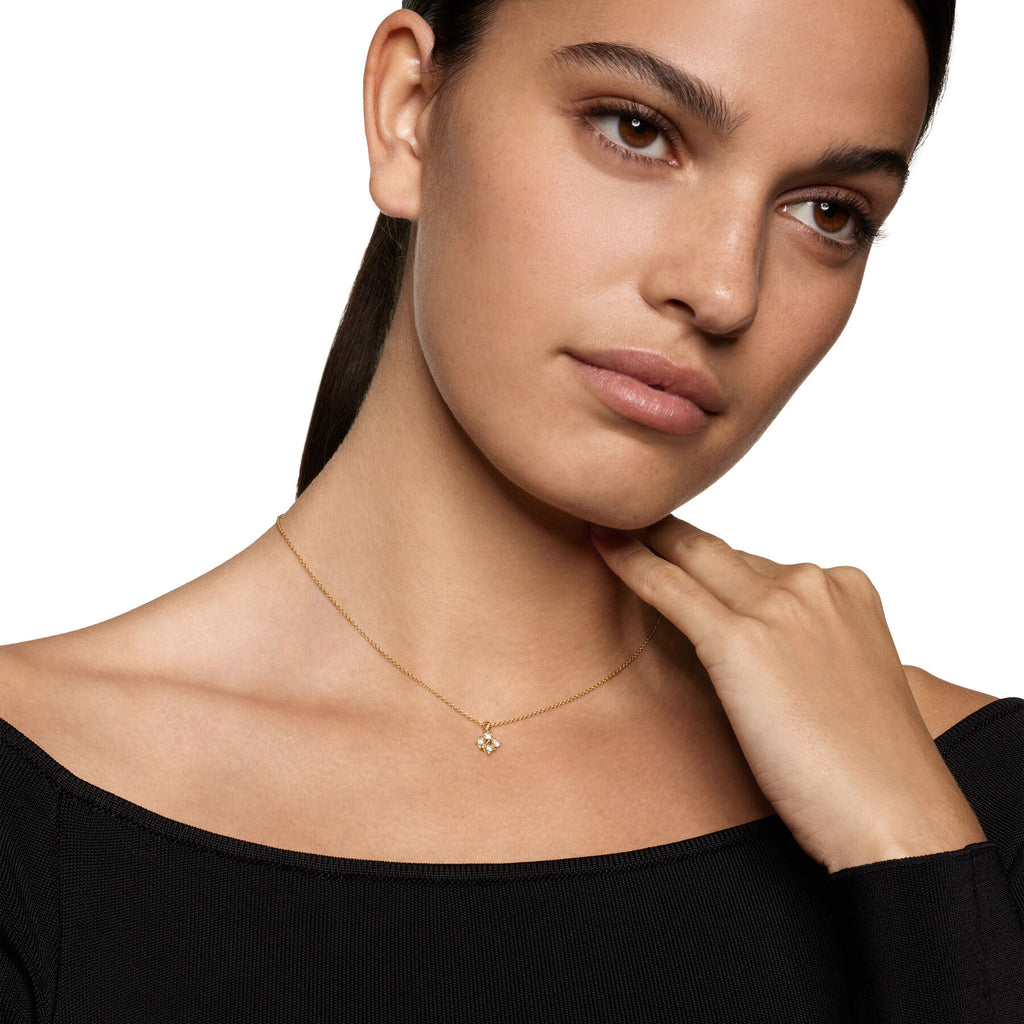 David Yurman Yellow Gold Petite Modern Renaissance Diamond Pyramid Necklace