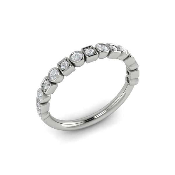 Vlora White Gold Round and Square Bezel Diamond Wedding Band