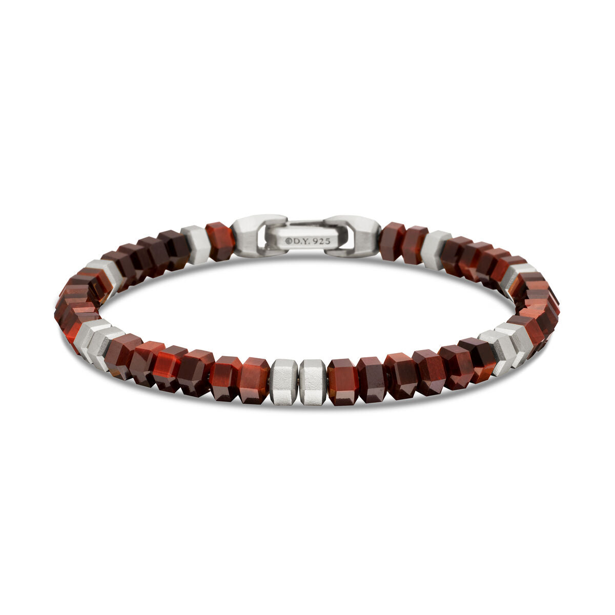 David Yurman Sterling Silver Hex Spiritual Red Tigers Eye Bracelet