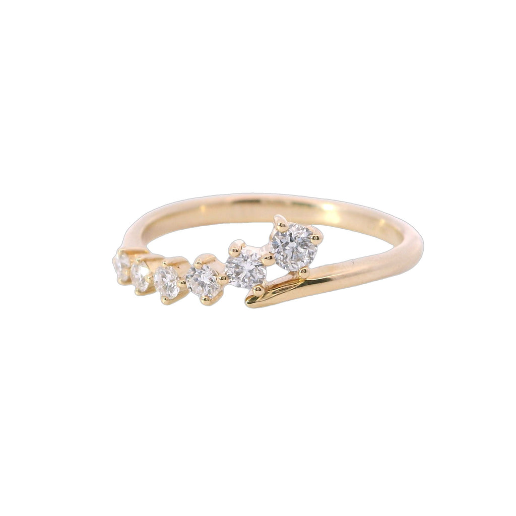 Yellow Gold Half Bypass Diamond Fashion Ring