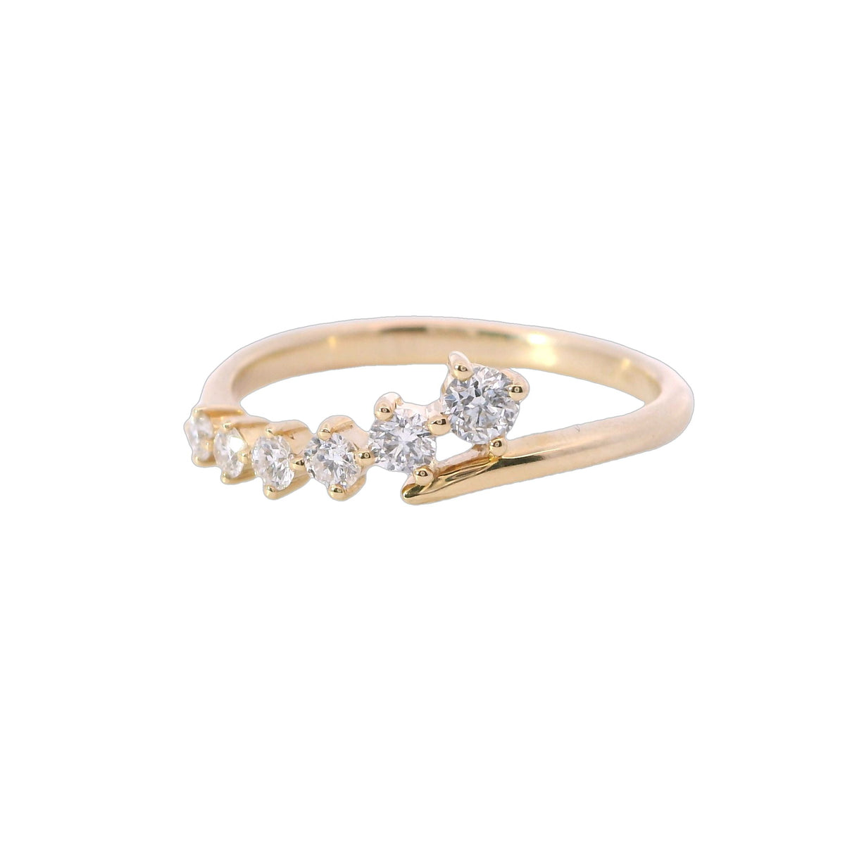 Yellow Gold Half Bypass Diamond Fashion Ring
