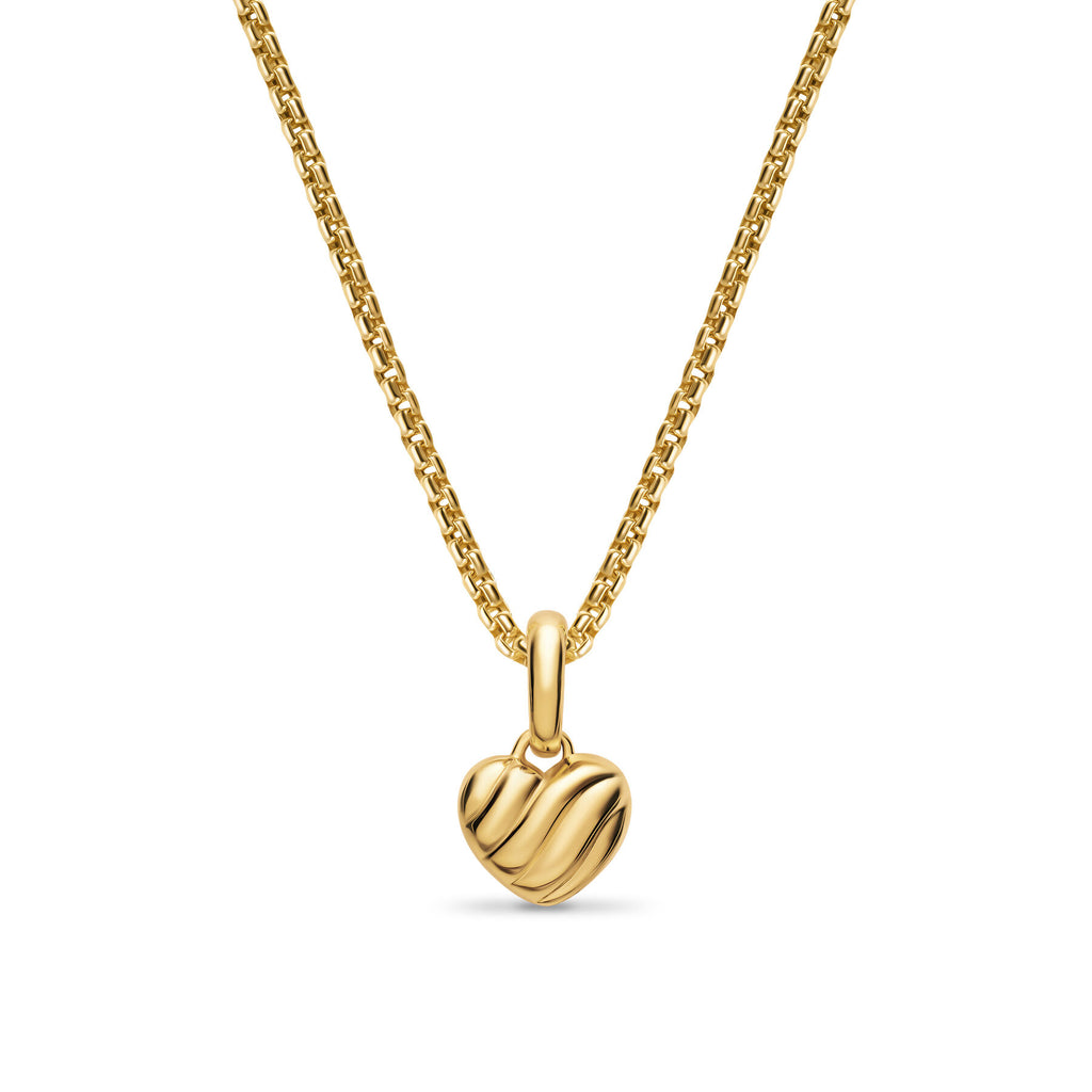 David Yurman Yellow Gold Petite Puffy Cable Heart Enhancer