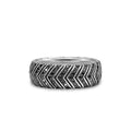 David Yurman Sterling Silver Chevron Band Ring with Black Diamonds