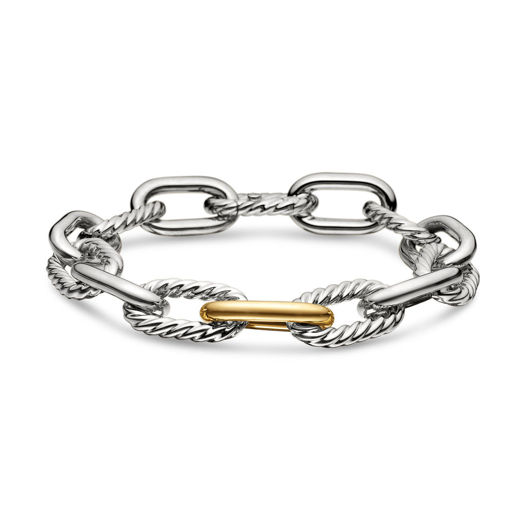 David Yurman Silver and Yellow Gold Madison Chain Bracelet