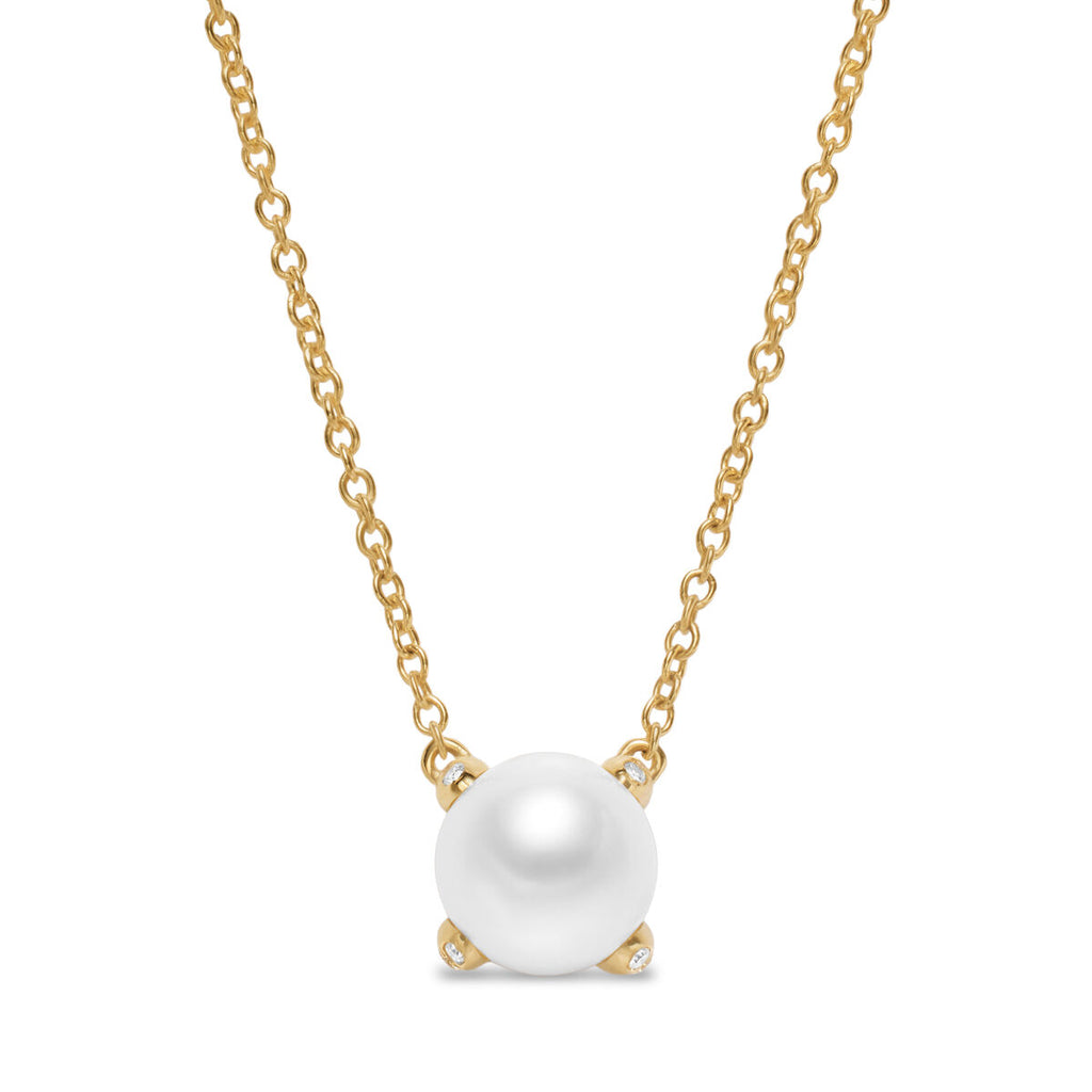 David Yurman Yellow Gold Pearl Classics Pendant Necklace