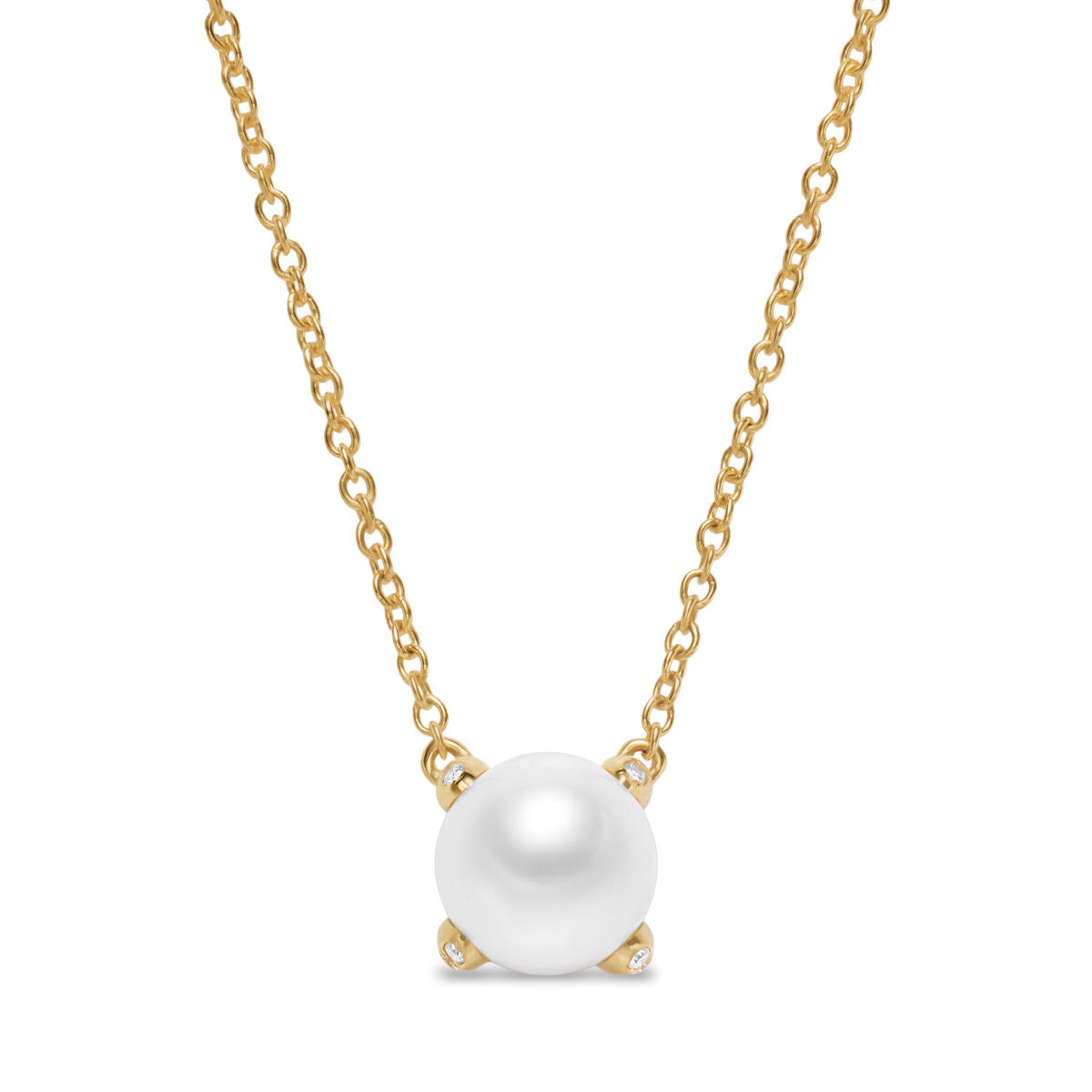 David Yurman Yellow Gold Pearl Classics Pendant Necklace