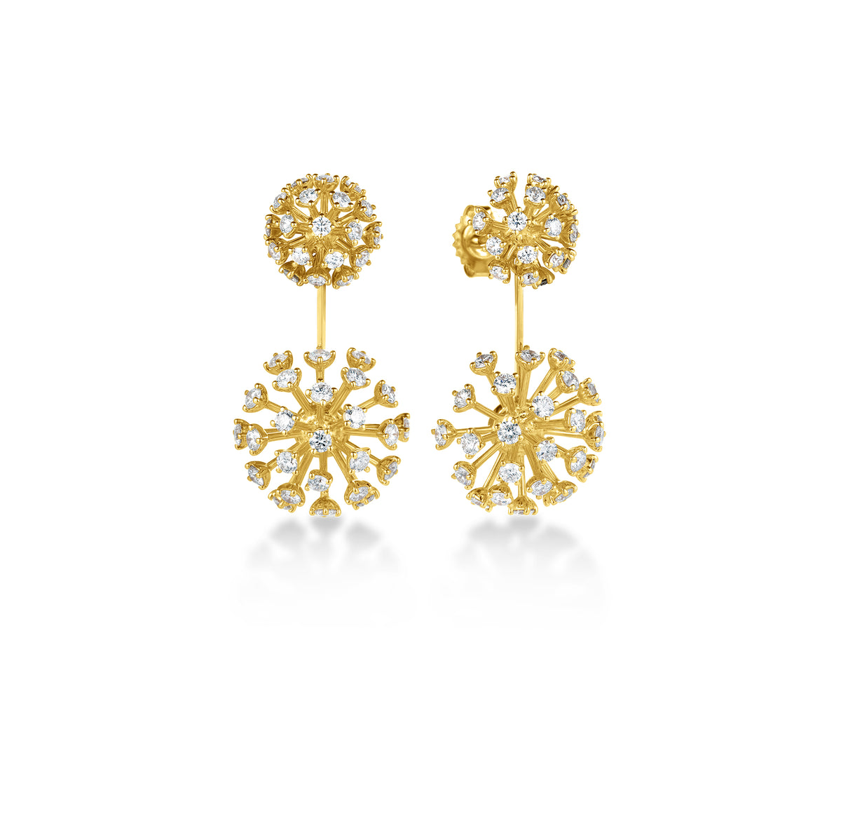 Roberto Coin 18 Karat Yellow Gold Diamond Dandelion Dangling Earrings