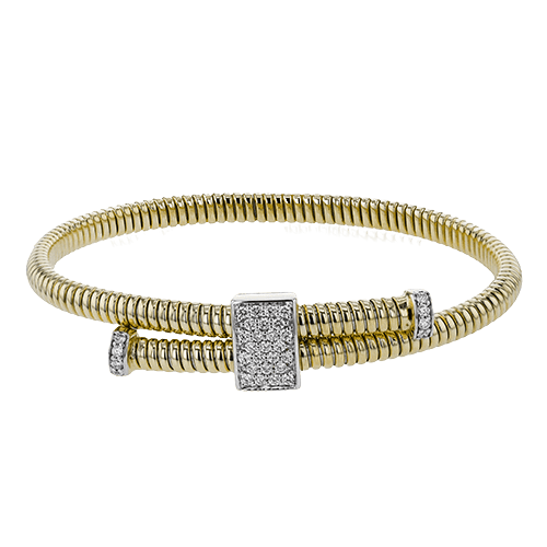 Cable Bangle in 18k Gold with Diamonds - Simon G. Jewelry