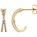 Yellow Gold Cris Cross Diamond Stud Earrings