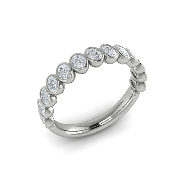 Vlora White Gold Oval Bezel Diamond Wedding Band