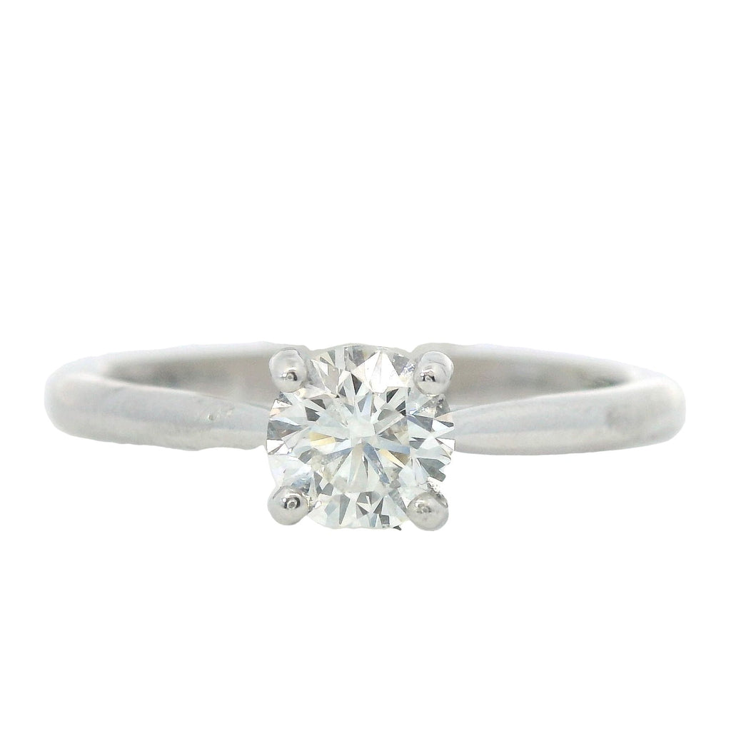White Gold Solitaire Round Maurer Star Center Diamond Engagement Ring