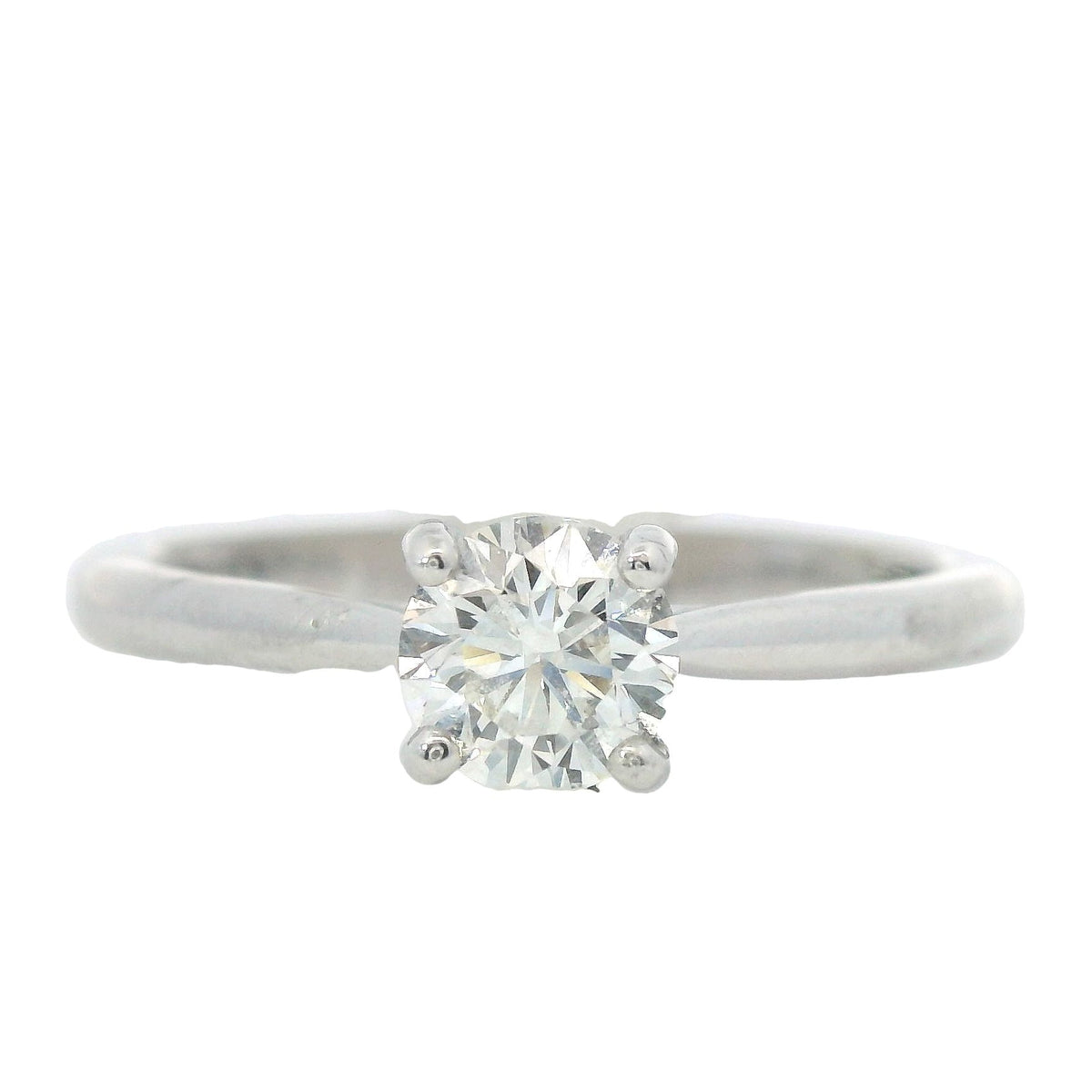 White Gold Solitaire Round Maurer Star Center Diamond Engagement Ring