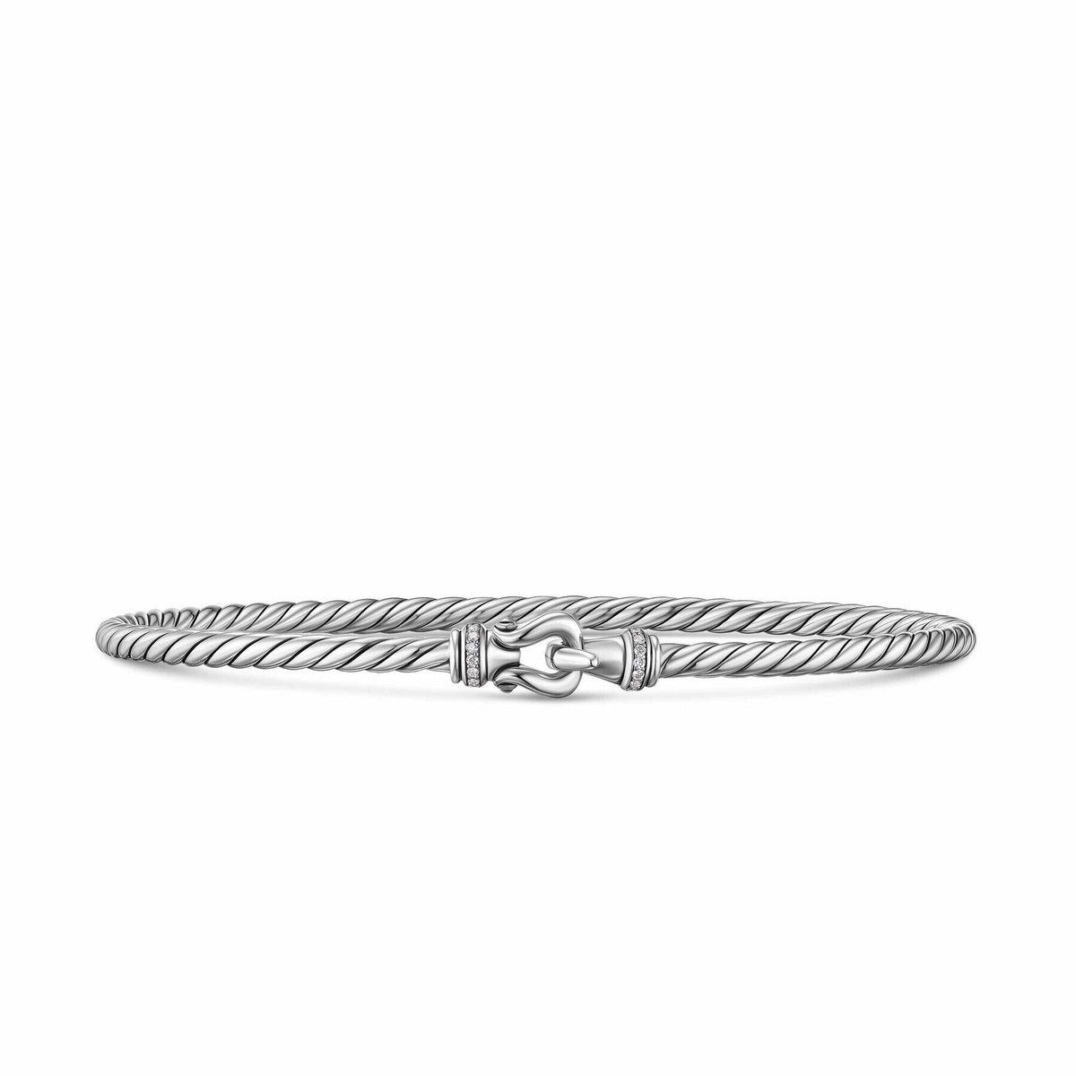 David Yurman Silver Micro Cable Flex Buckle Bracelet