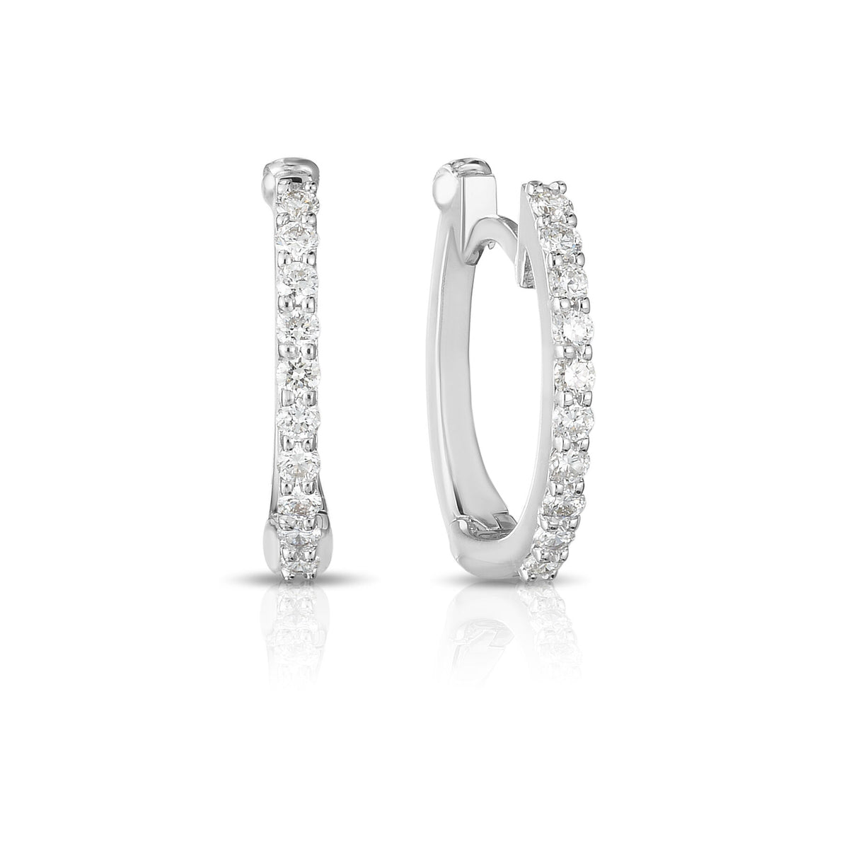 Roberto Coin White Gold Baby Diamond Hoop Earrings