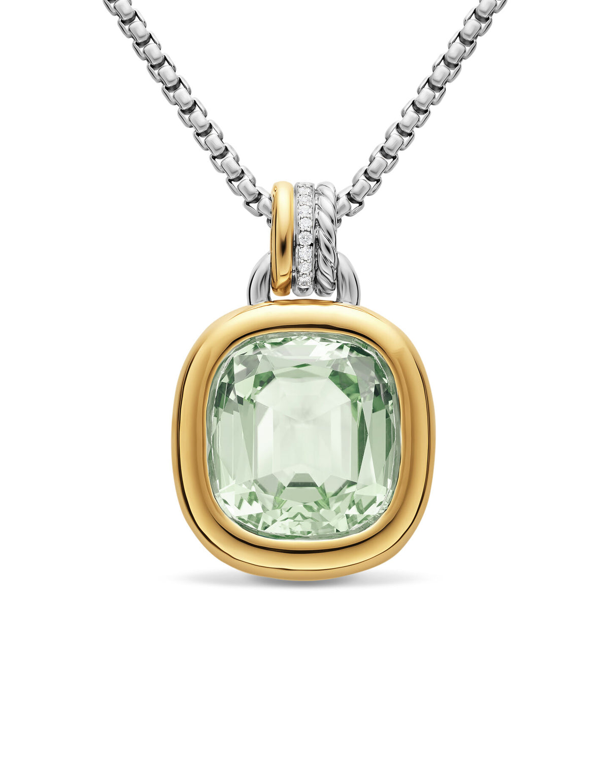 David Yurman Silver and Yellow Gold Mercer Prasiolite Amulet Enhancer