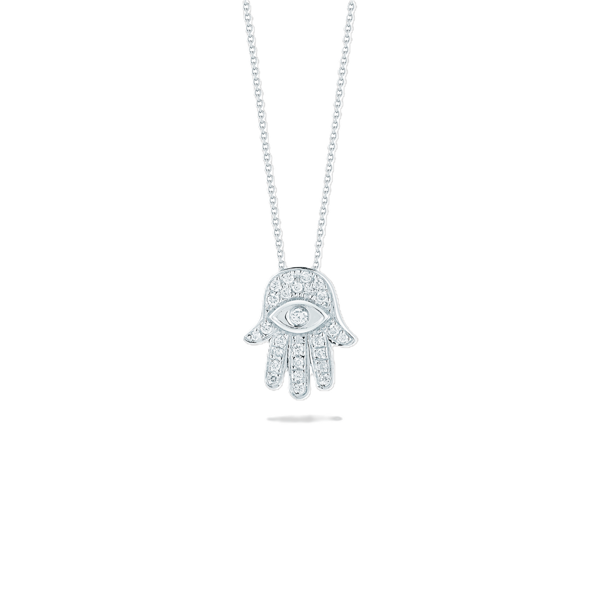 Roberto Coin White Gold Tiny Treasures Diamond Hamsa Pendant Necklace