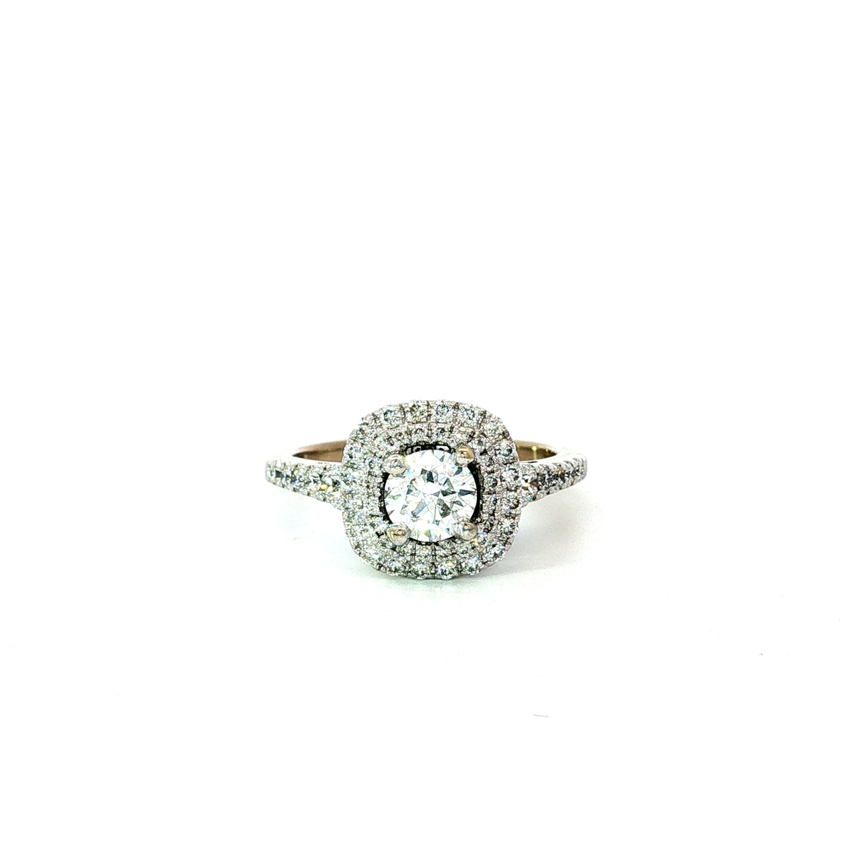 Estate White Gold Double Halo Diamond Engagement Ring