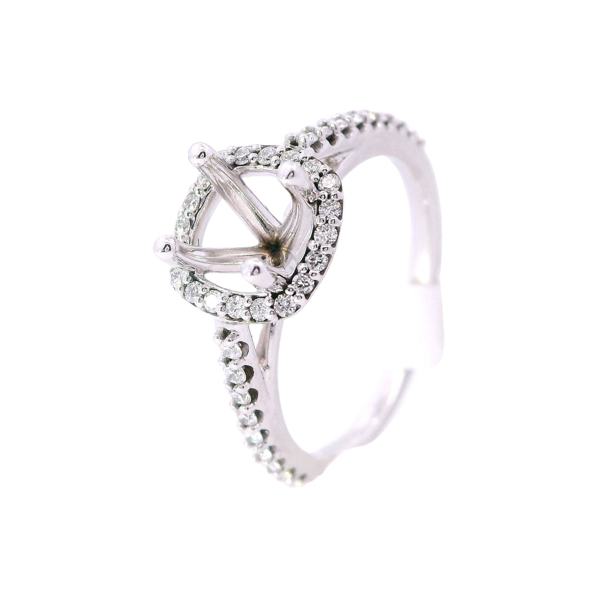 White Gold Cushion Halo Diamond Engagement Ring
