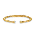 David Yurman Yellow Gold Cablespira Flex Pearl Bracelet with Diamonds