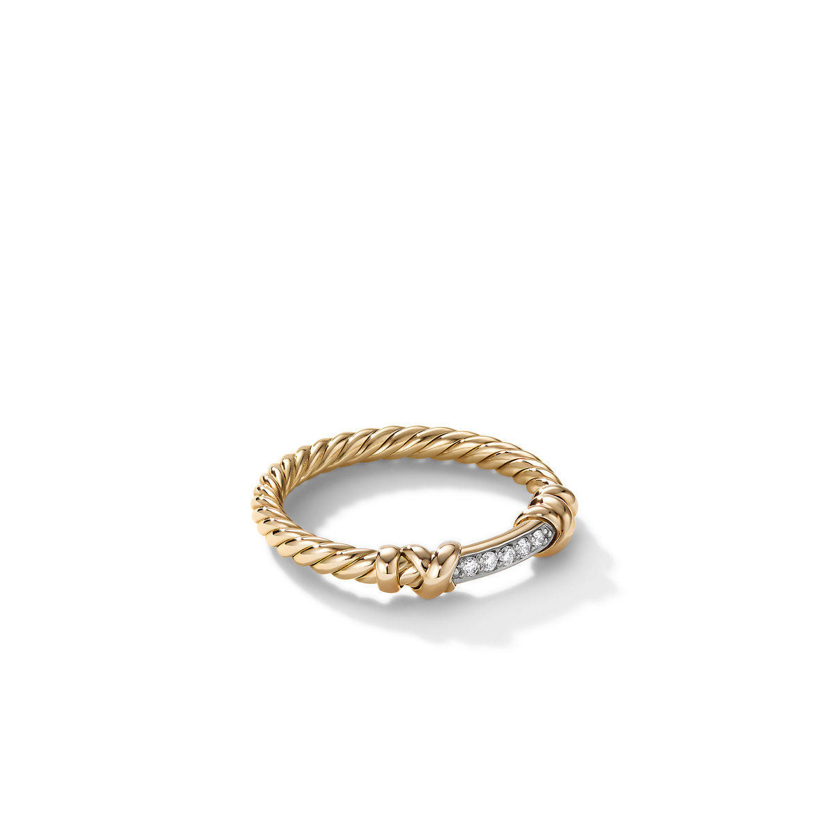 David Yurman Yellow Gold Petite Helena Wrap Ring with Diamonds