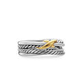 David Yurman Sterling Silver and Yellow Gold Crossover X Ring