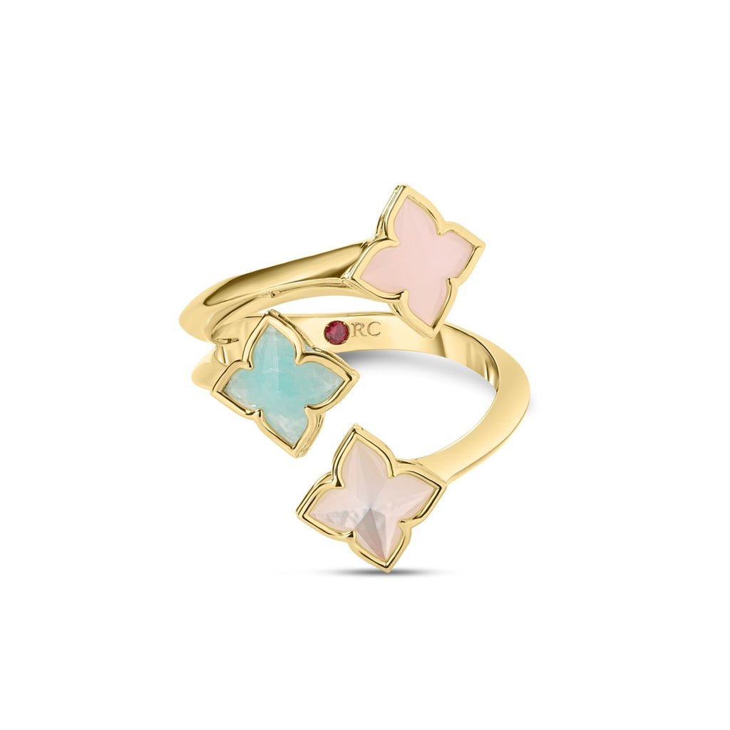 Roberto Coin Yellow Gold Venetian Princess Three Stone Gold Ring